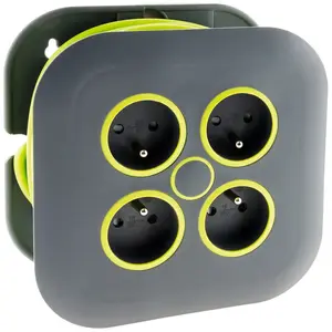 Enrouleur domestique 4 x 2P+T 16A + coupe-circuit - 7m - Vert Zenitech pas cher