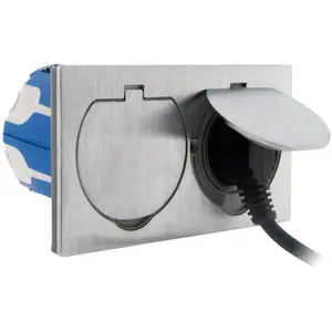 Comparateur de prix : Zenitech Double prise de sol 16A 2P+T finition alu brossé - IP55 avec boîte d'installation
