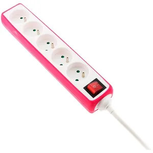 Multiprise - Zenitech - 5 prises 16A 2P+T - Interrupteur - Housse roseVendu paramazon