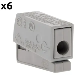 WAGO Lot de 6 mini bornes de connexion rapide S224 pour fils souples et rigides 1 conducteur pour luminaire