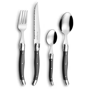 Lou Laguiole Ensemble de coutellerie 24 pcs Tradition Anthracite pas cher