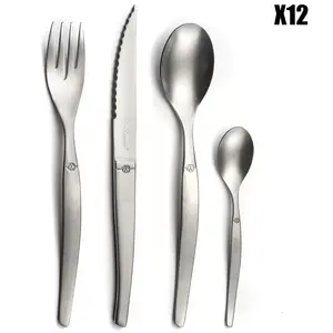 LOU LAGUIOLE Jet Vintage Inox - Ménagère 48 pièces