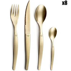 Lou Laguiole - Ménagère jet vintage dorée - 32 pièces OS