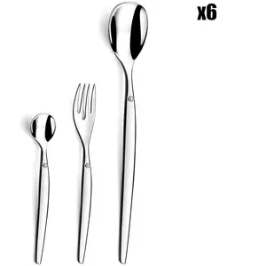 Lou Laguiole - Set tea-time Jet Miroir gris - 18 pièces T.U pas cher