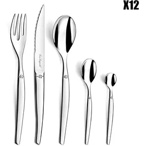 Lou Laguiole - Ménagère Jet Miroir - 60 pièces  gris T.U