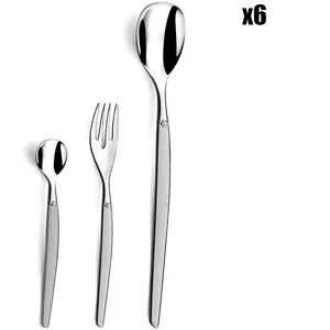 Lou Laguiole - Set tea-time Jet Satin gris - 18 pièces T.U pas cher