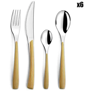 Amefa - Ménagère polka nature marron/inox - 24 pièces T.U pas cher