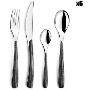 Amefa - Ménagère polka nature marron/inox - 24 pièces T.U pas cher