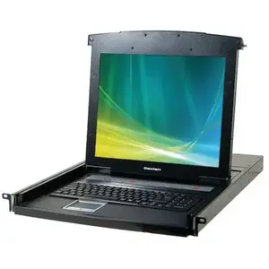 DEXLAN console lcd kvm cat5 4 ports + dongles vga/usb 30m pas cher