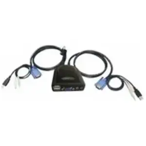 Dexlan Mini KVM 2 ports VGA/USB + Audio avec câbles intégrés pas cher
