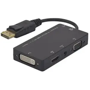 Comparateur de prix : Adaptateur multiple DisplayPort Mâle vers DVI + VGA + HDMI 0,23 m noir