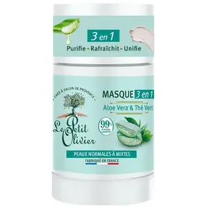 Comparateur de prix : LE PETIT OLIVIER - Masque Visage 3 en 1 - Aloe Vera & Thé Vert - Purif...