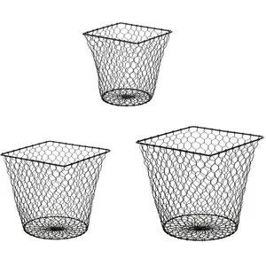 Sia Deco Set de 3 paniers en fer noir H50
