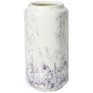 Sia Deco Vase décoratif en verre céramique blanc et violet H40