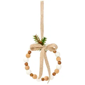 Sia Deco Suspension de noël décorative cercle en bois beige et marron D10