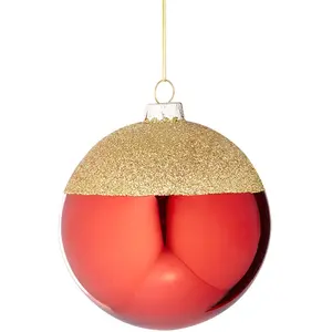Sia Deco Boule de noël bicolore décorative en verre rouge et doré D10