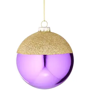 Sia Deco Boule de noël décorative bicolore en verre violet et doré D10