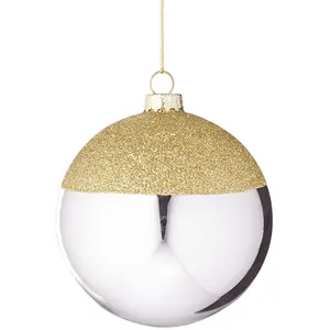 Sia Deco Boule de noël décorative bicolore en verre argenté et doré D10
