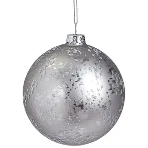 Sia Deco Boule de noël décorative pailletée et mat en verre gris D10