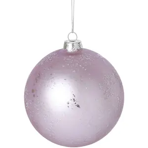 Sia Deco Boule de noël pailletée et mat en verre rose pâle D10