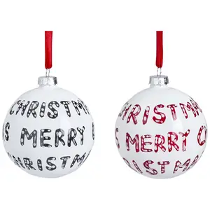 Sia Deco Set de 2 boules de noël décoratives en verre rouge et noir D8