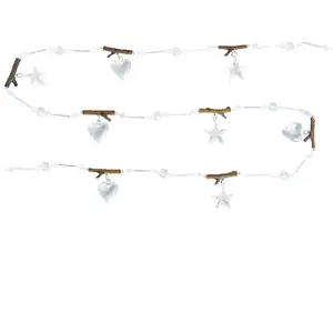 Sia Deco Guirlande décorative de coeurs et d'étoiles en verre transparent H180