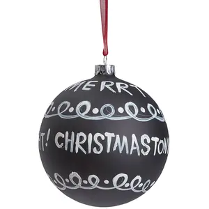 Sia Deco Boule de noël à écritures merry xmas en verre noir et blanc D10
