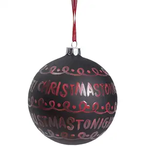 Sia Deco Boule de noël à écritures merry xmas en verre noir et rouge D10