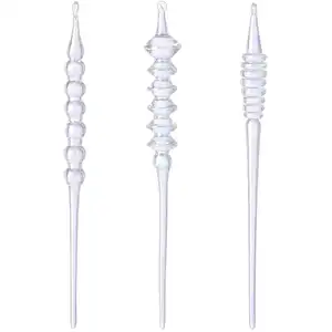 Sia Deco Set de 3 suspensions de noël irisées en verre transparent H20