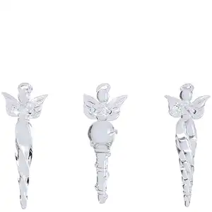Sia Deco Set de 3 suspensions de noël fées en verre transparent et argenté H15