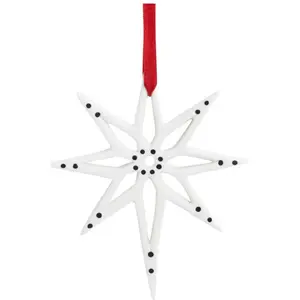Sia Deco Suspension de noël décorative en grès blanc et noir H13