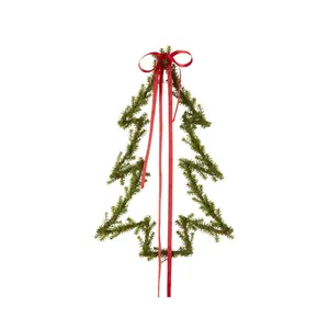 Sia Deco Suspension décorative sapin de noël en fer vert et rouge H50