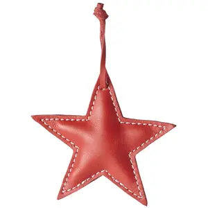 Sia Deco Suspension décorative de noël étoile en cuir rouge H10
