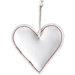 Sia Deco Suspension décorative coeur en cuir blanc L12