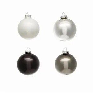 Sia Deco Set de 12 boules de noël décoratives en verre gris et blanc D6