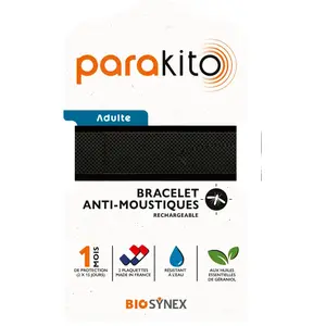 Comparateur de prix : Bracelet Anti-Moustiques Rechargeable Parakito Adulte Noir