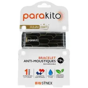 PARAKITO Bracelet Anti moustiques Adulte noir à motif tube pas cher