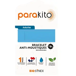 Bracelet Parakito Anti-Moustiques Rechargeable Adulte BleuVendu pardocmorris