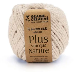 Graines Creatives 1 pelote de coton câblé - Ecru pas cher