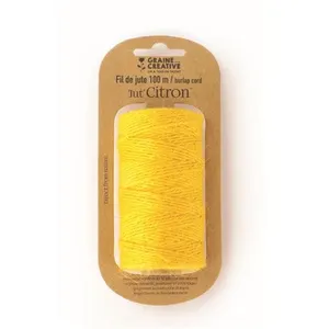 Graines Creatives Bobine de fil de jute - Jaune - 100 m x 2 mm