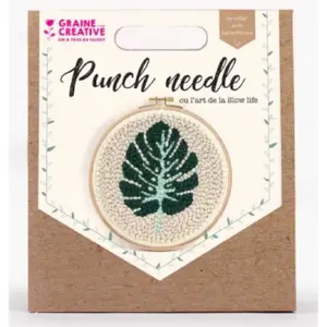 Comparateur de prix : GRAINE CREATIVE ON A TOUS DU TALENT Coffret Punch needle - Feuille tropicale Ø 20 cm