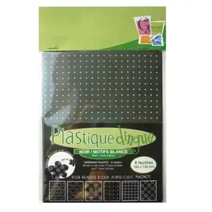 6 feuilles plastique dingue noir et motifs blancs pas cher