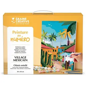 Comparateur de prix : peinture au numero 30x40 cm - village mexicain