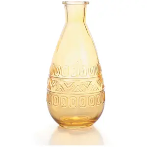 Vase Vintage en verre à reliefs - Berlin - Jaune - 15,8 x 7,5 cm pas cher