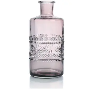 Comparateur de prix : Graines Creatives Vase Vintage en verre à reliefs - Gris - 7,5 x 14,5 cm