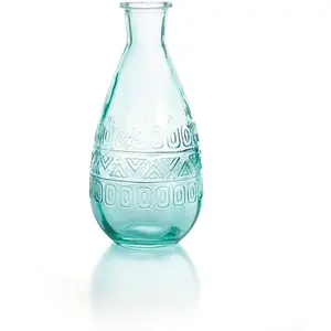 Comparateur de prix : Youdoit Vase Vintage en verre à reliefs - Berlin - Bleu - 7,5 x 15,8 cm