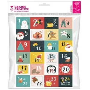 GRAINE CREATIVE ON A TOUS DU TALENT 24 stickers chiffres pour calendrier de l'avent pas cher
