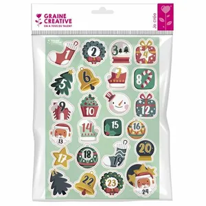 Comparateur de prix : Non communiqué 24 stickers Calendrier de l' Avent - Happy Christmas