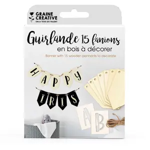 Comparateur de prix : Graine Creative Guirlande en bois fanions et pochoirs
