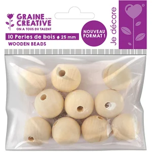 Comparateur de prix : Graine Creative Perles de bois Ø 25 mm 10 pcs